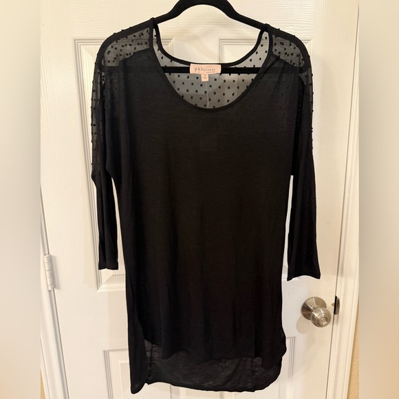 Philosophy Black Sheer Polka Dot Blouse - Picture 1 of 5